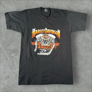 Vintage Harley Davidson Shirt Mens Medium Black 1987 Holoubek V Twin 80s Biker‎